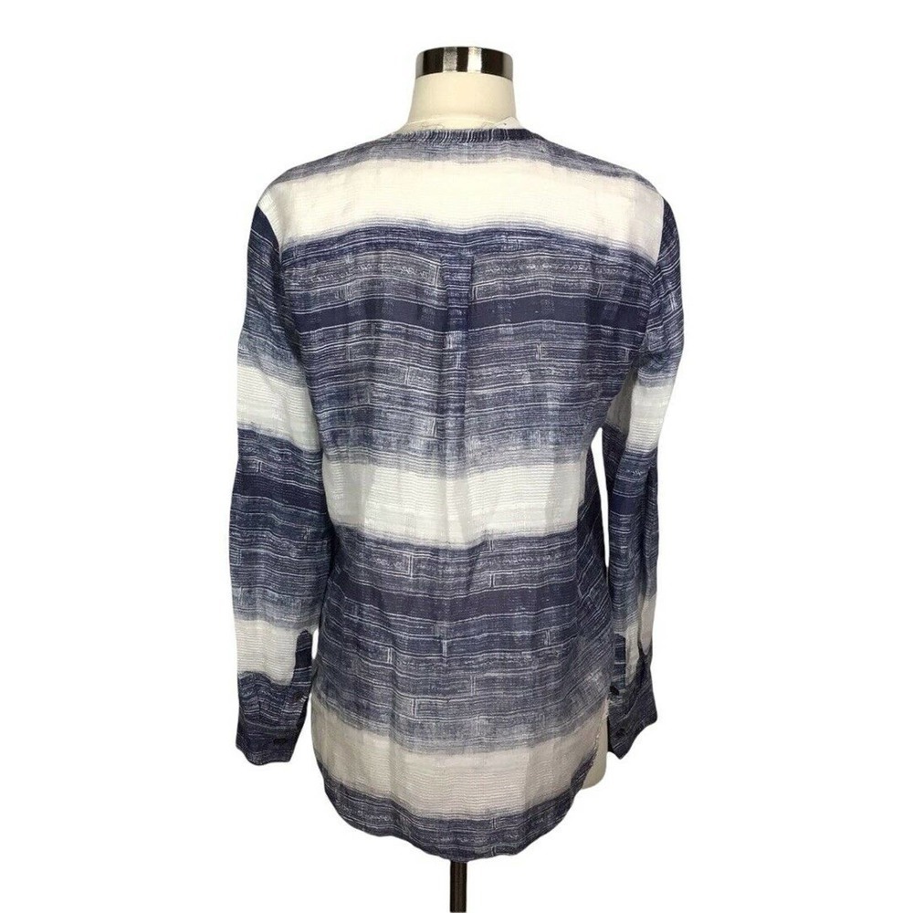RAQUEL ALLEGRA Striped Hemp Silk Popover Blouse - Picture 4 of 8